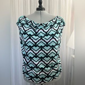 Lane Bryant blouse.  Black, turquoise and white.  Size 18/20.